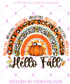 Hello Fall Png, Leopard Fall Sublimation Designs Png Download, Fall Rainbow Png File