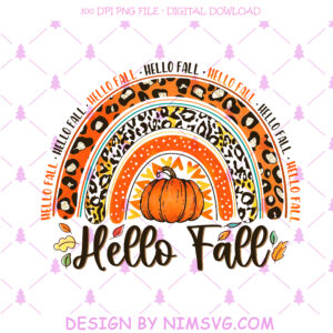 Hello Fall Png, Leopard Fall Sublimation Designs Png Download, Fall Rainbow Png File
